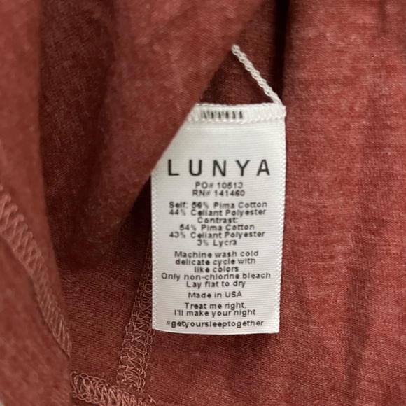 Lunya Restore Heather Red Pima Cotton Blend Pocket Tee sz XS - Picture 2 of 4
